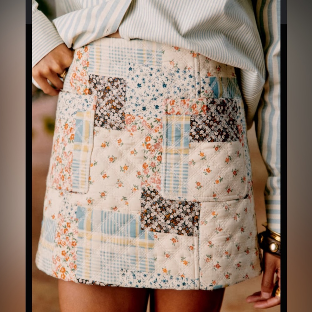 Sezane Jupe Ginkie Skirt Patchwork Flower Size 36 NWT